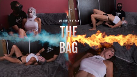 The bag - The model is sitting on a bed with her hands tied behind her back, wearing a short white top, and thongs, no bra and barefooted. She looks very scared, after about 45 seconds, the burglar goes behind her and suffocates her with a transparent plastic bag, he applies pressure so the plastic deform her face a little, se began to scream and to beg for her life desperately, she kicks, jumps and fight very aggressively, she roll her eyes several times. The suffocation scene is about 4 minutes long and the aggressiveness decreases as the time pases, she began to move slower and slower and her screams become moans until she's gone, she ends up with an open mouth and eyes rolled. The burglar removes the bag from her head and starts moving her "dead" body around for the rest of the video.