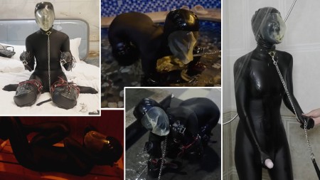 Xiaomeng Zentai Dog in Water and Sauna - This is a custom video. Xiaomeng was in her black zentai, dog bondage set, as well as a latex breathplay hood with a small breathing hole. It was already quite difficult to spend a long time under the hood, and Xiaomeng even had to finish a few challenges!
Challenge 1. Crawling in a pool.
It was a pool with shallow water, so Xiaomeng was able to crawl there. She could breathe through the breathplay hood, but only if she kept her head up, otherwise the breathing hole would be under the water. This was not that easy with a tight collar. When water came into the hood through the hole and the neck gap, the zentai fabric became wet, and she had to breathe in a mixture of air and water. This looks really hot, but Xiaomeng was exhausted quickly and felt cold
Challenge 2. Sauna.
Since Xiaomeng felt cold, I removed her dog bondage set, threw her into a sauna room, and set quite a high temperature. She thought she can relax a little bit, but I asked her to do some exercise first and then to reach an orgasm with a vibrator, otherwise she was not allowed to walk out of the room. Both the hot air and the breathplay hood made the sauna session quite a torment
Challenge 3. Crawling outdoors.
Without much rest, Xiaomeng put on her dog bondage set again and was ordered to crawl outside. It was rainy and soon her zentai hood became wet again by the rain and her sweat. Breathing under the breathplay hood became more and more difficult. Finally I asked her to crawl back to the bathroom, which was the final destination of this video
Challenge 4. Shower.
Time to take a shower and clean all sweat and dirt from the zentai suit. However, the breathplay hood was still on her head and water was coming inside the hood through the breathing hole. She was coughing, and in order to prevent more water coming in, she even mindlessly pinched the breathing hole, only leaving herself breathless with no air under the hood. What a dilemma! I asked her to have another orgasm before she can leave the shower room, but she gave up after she drank a lot of water, which led to a punishment of a prolonged session